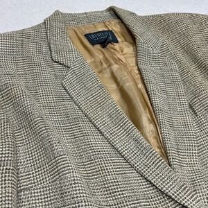 LAFAYETTE NEW YORK 148 Women's Linen Plaid Blazer Jacket Size 14 Tan Neutral